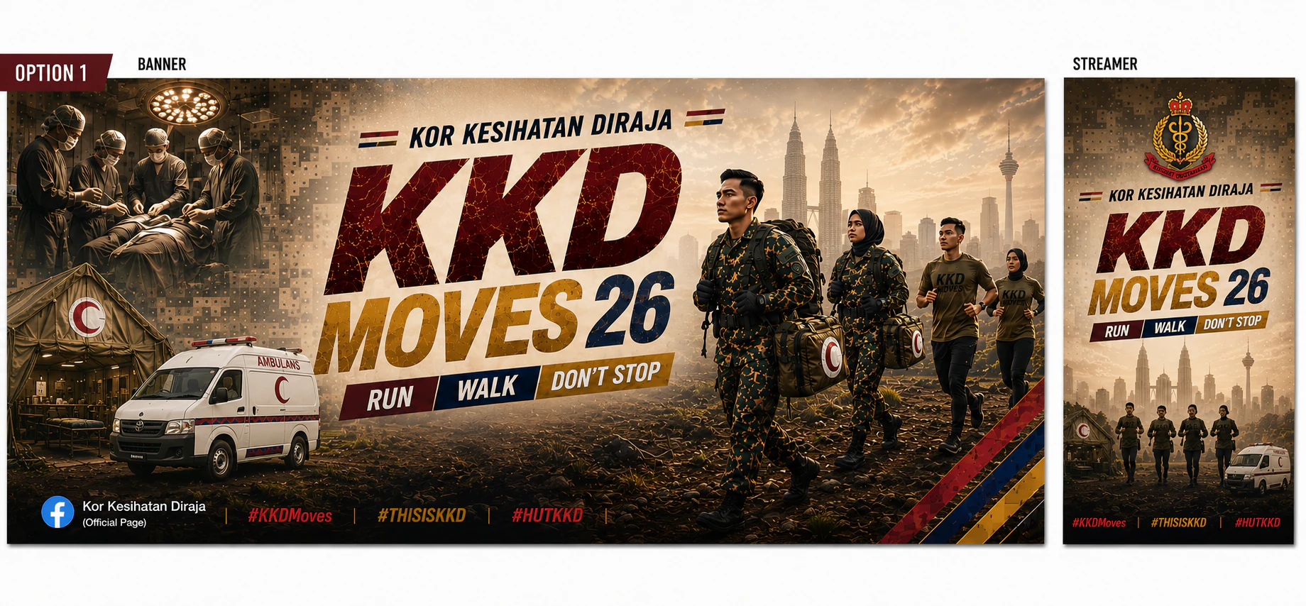 Rekaan rasmi banner dan streamer KKD MOVES 26