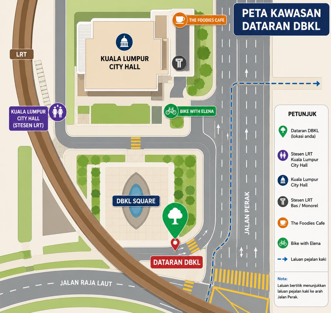 Pelan kawasan Dataran DBKL dan laluan pejalan kaki dari Jalan Perak